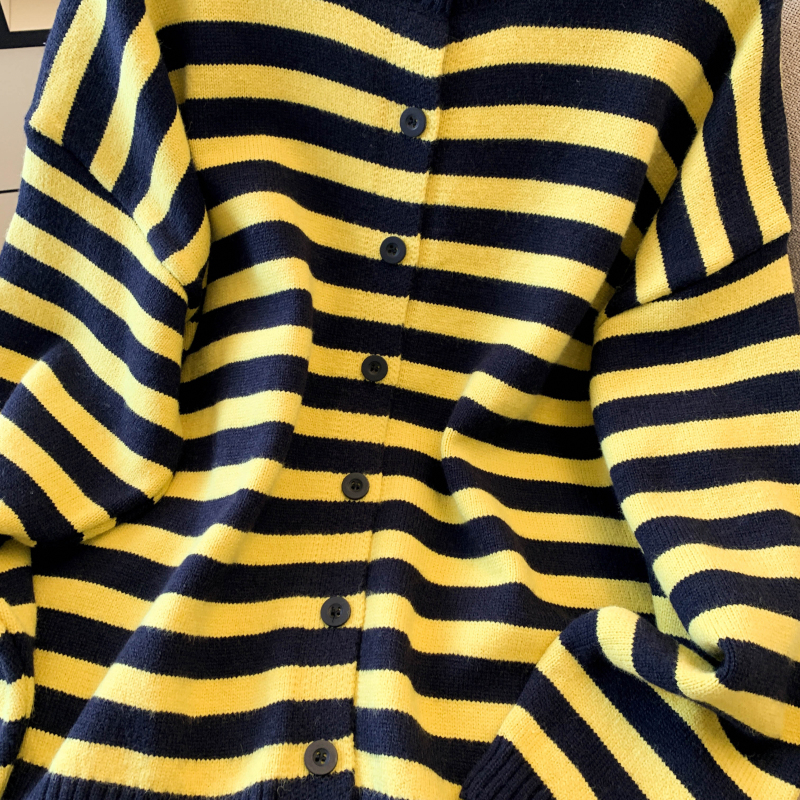 Mixed colors thick sweater Korean style coat for women