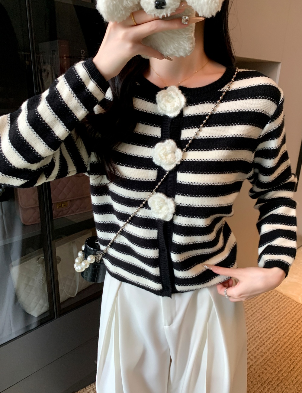 Chanelstyle knitted tops autumn cardigan for women