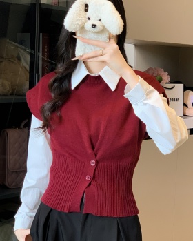 Round neck sleeveless vest slim waistcoat