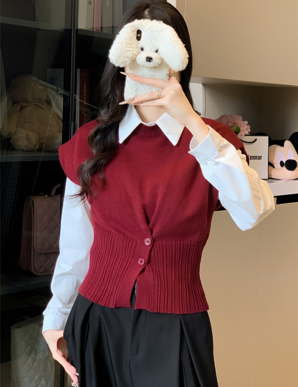Round neck sleeveless vest slim waistcoat