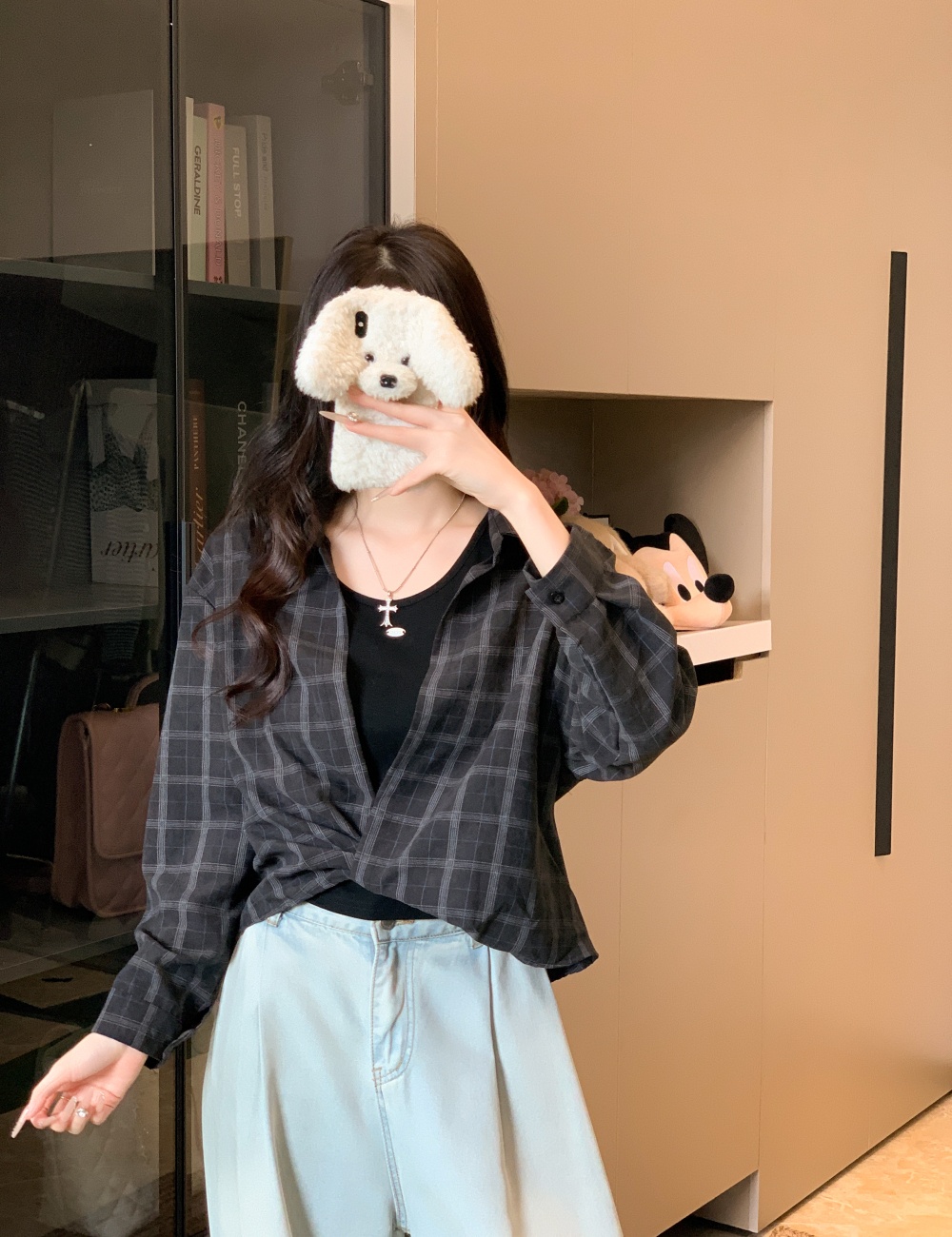 Long sleeve fashion shirt Casual all-match vest 2pcs set