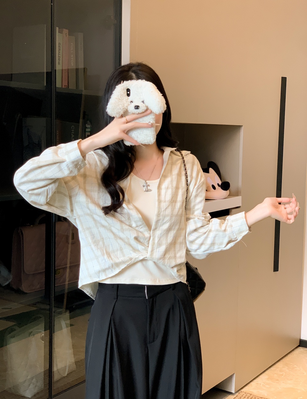 Long sleeve fashion shirt Casual all-match vest 2pcs set