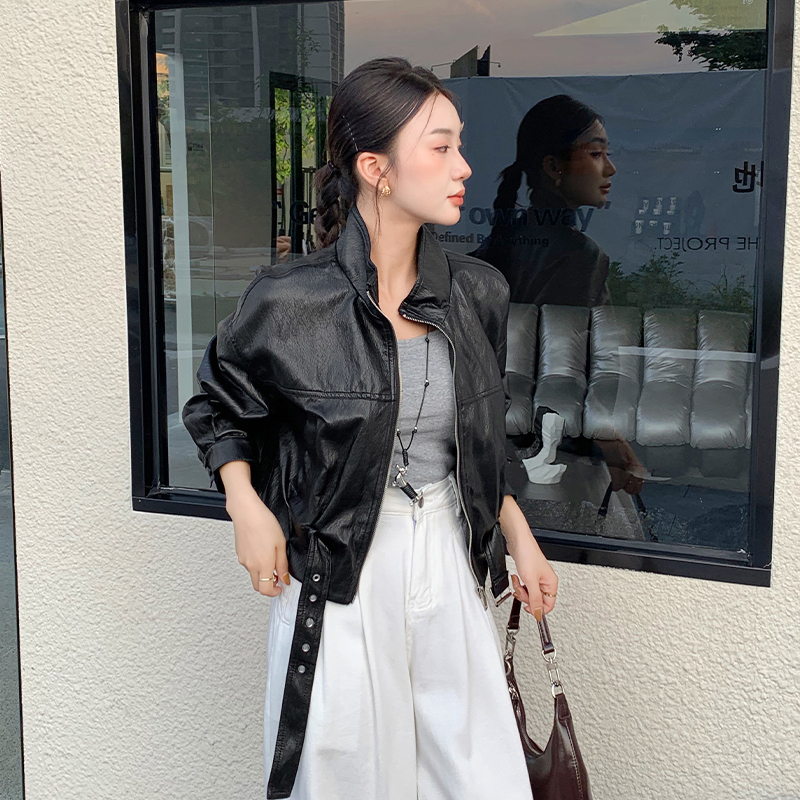 Autumn and winter wallet leather coat