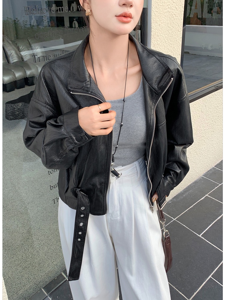 Autumn and winter wallet leather coat
