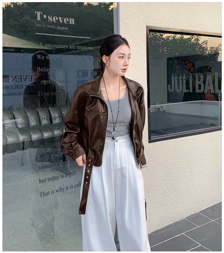 Autumn and winter wallet leather coat