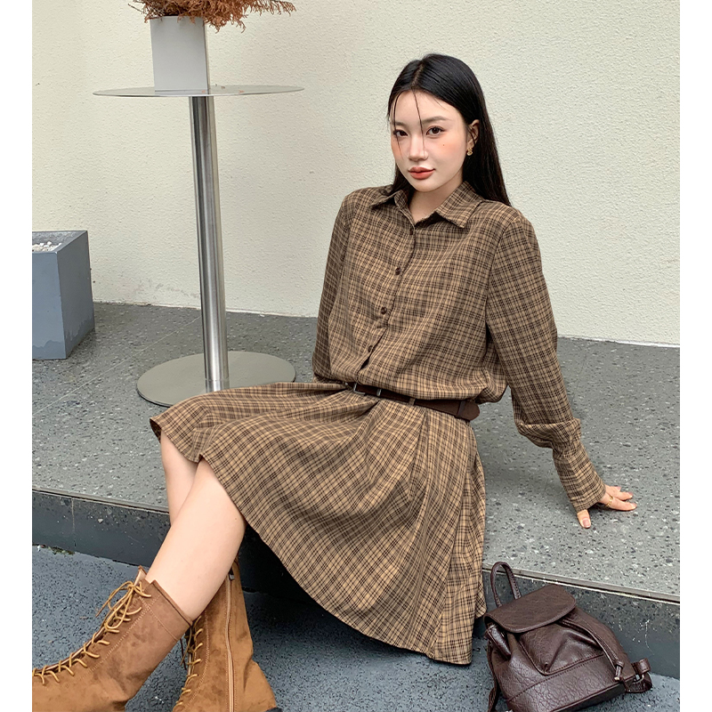 Long sleeve shirt loose dress for women