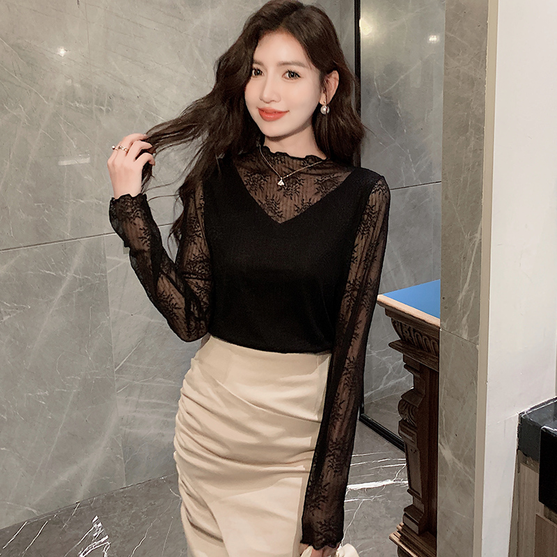 Lace small shirt slim shirts for women