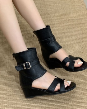 Niche rome sandals all-match belt buckle summer boots for women