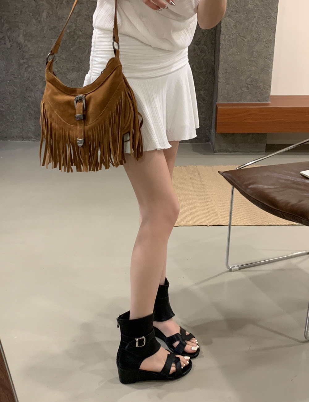 Niche rome sandals all-match belt buckle summer boots for women