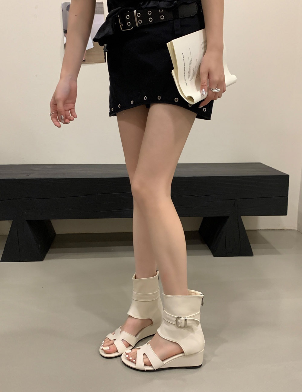 Niche rome sandals all-match belt buckle summer boots for women