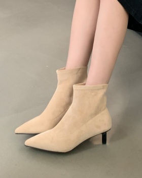 Middle-heel France style ankle boots pointed short boots