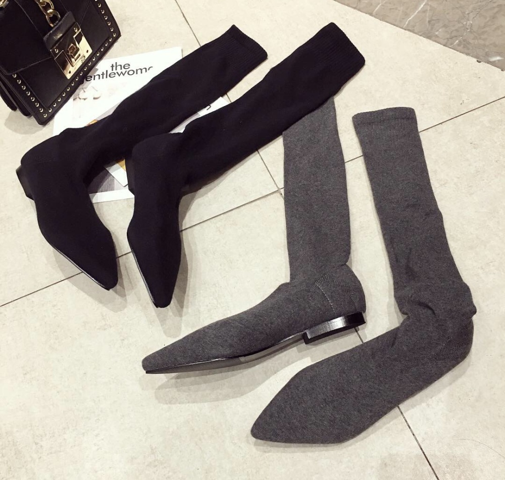Pointed long tube thigh boots elasticity socks for women