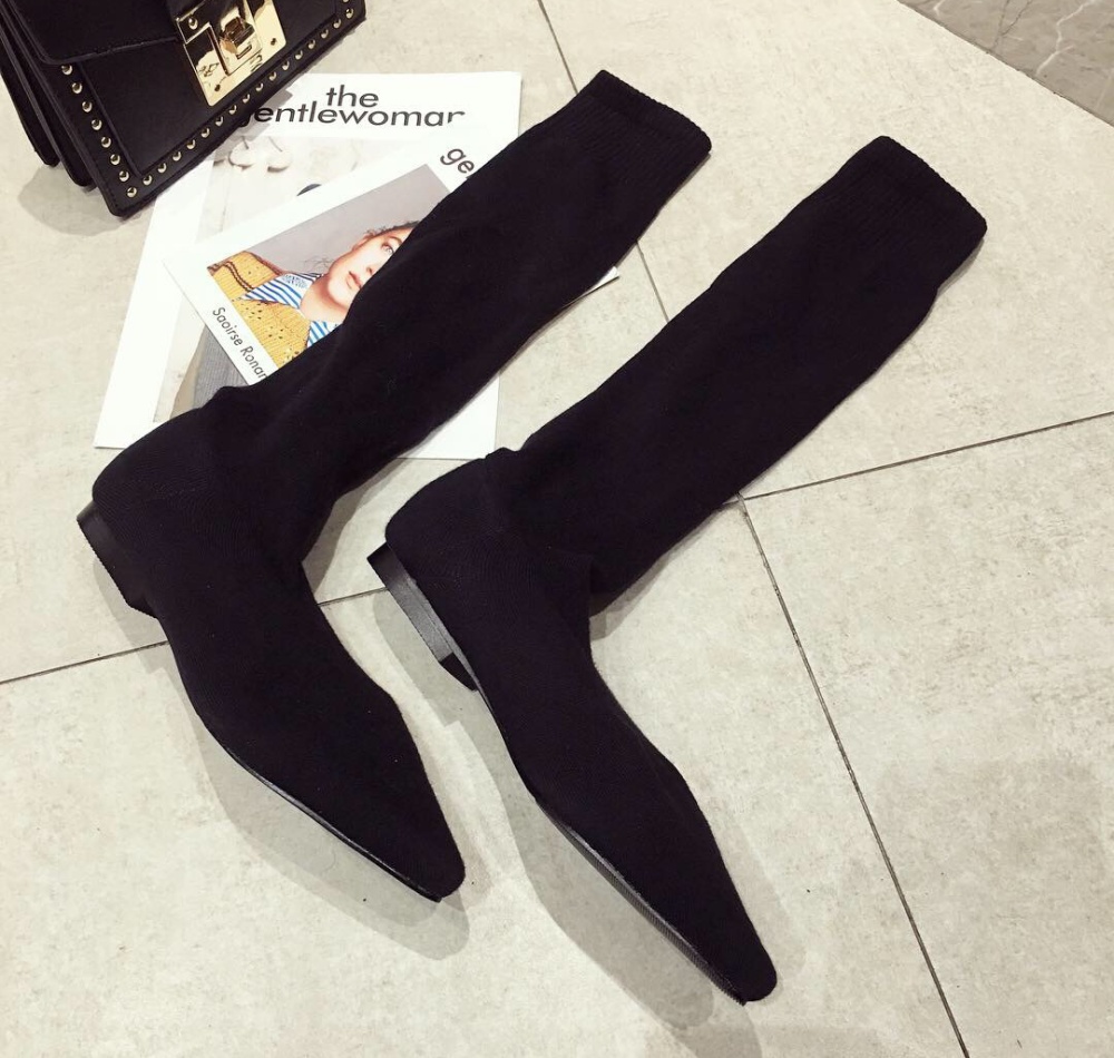 Pointed long tube thigh boots elasticity socks for women