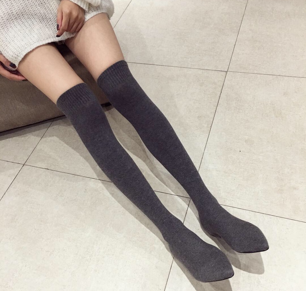 Pointed long tube thigh boots elasticity socks for women