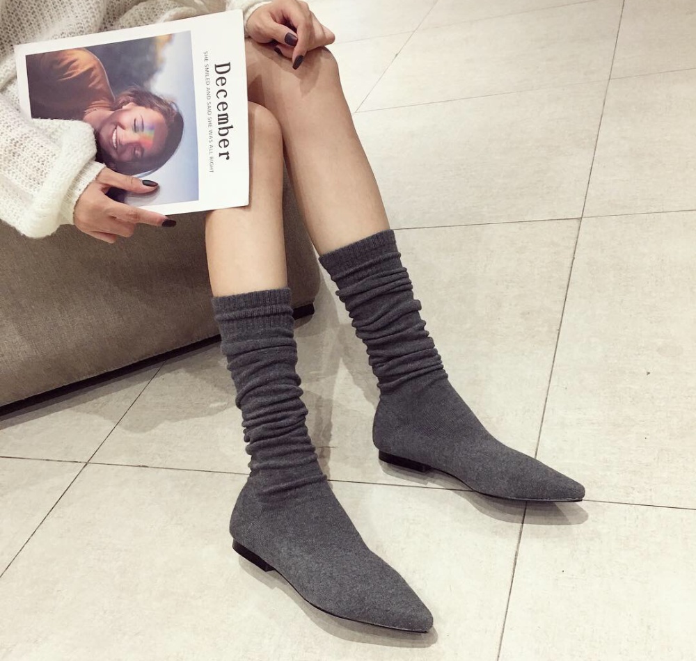 Pointed long tube thigh boots elasticity socks for women