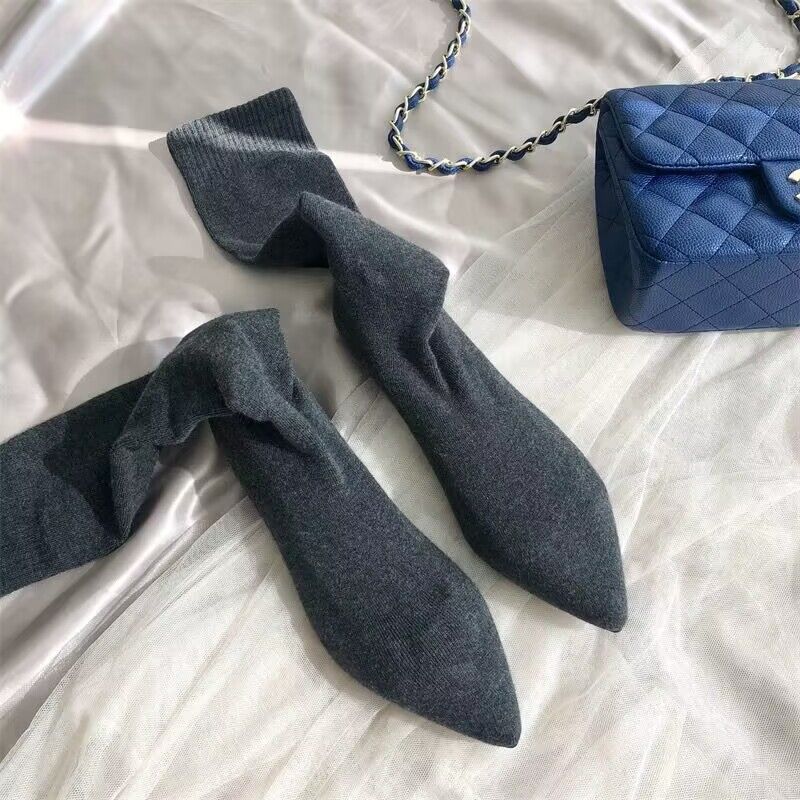 Pointed long tube thigh boots elasticity socks for women