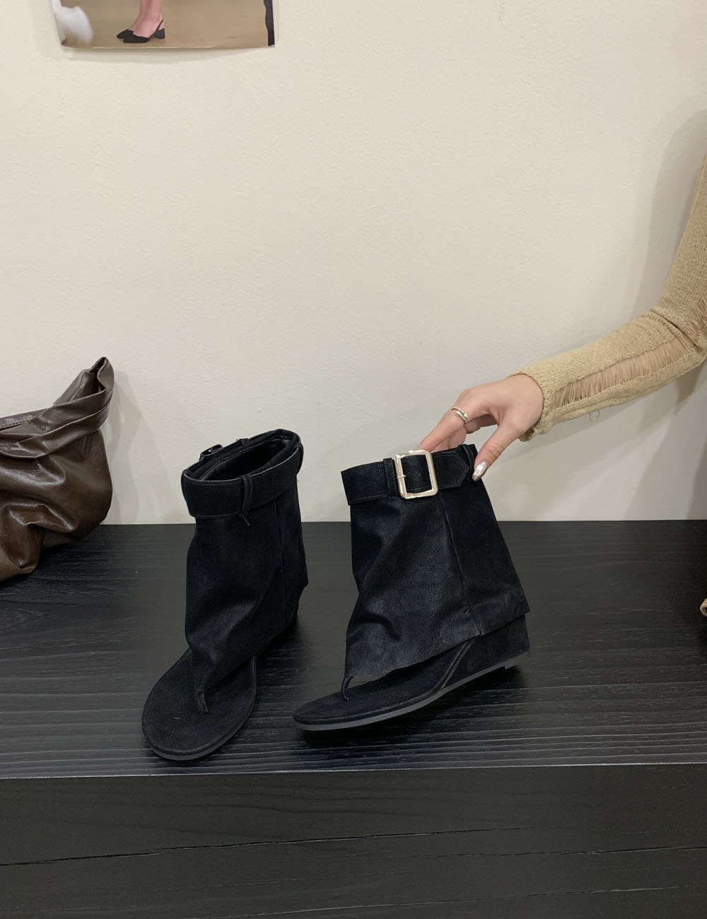 Belt buckle slipsole sandals summer summer boots for women