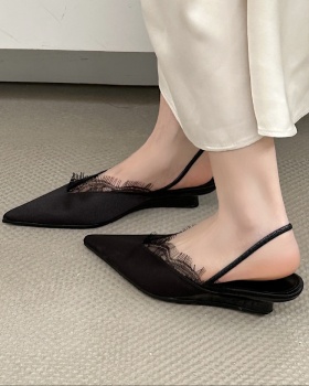 Lace sweet sandals low France style shoes for women
