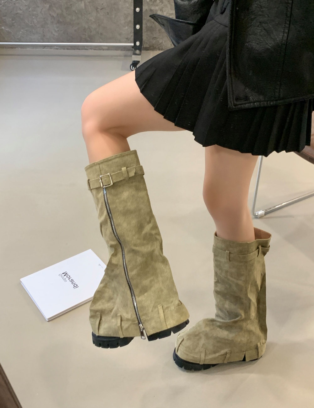 Thick crust denim thick boots heighten long tube pants