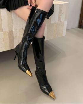 Splice side zipper thigh boots for women