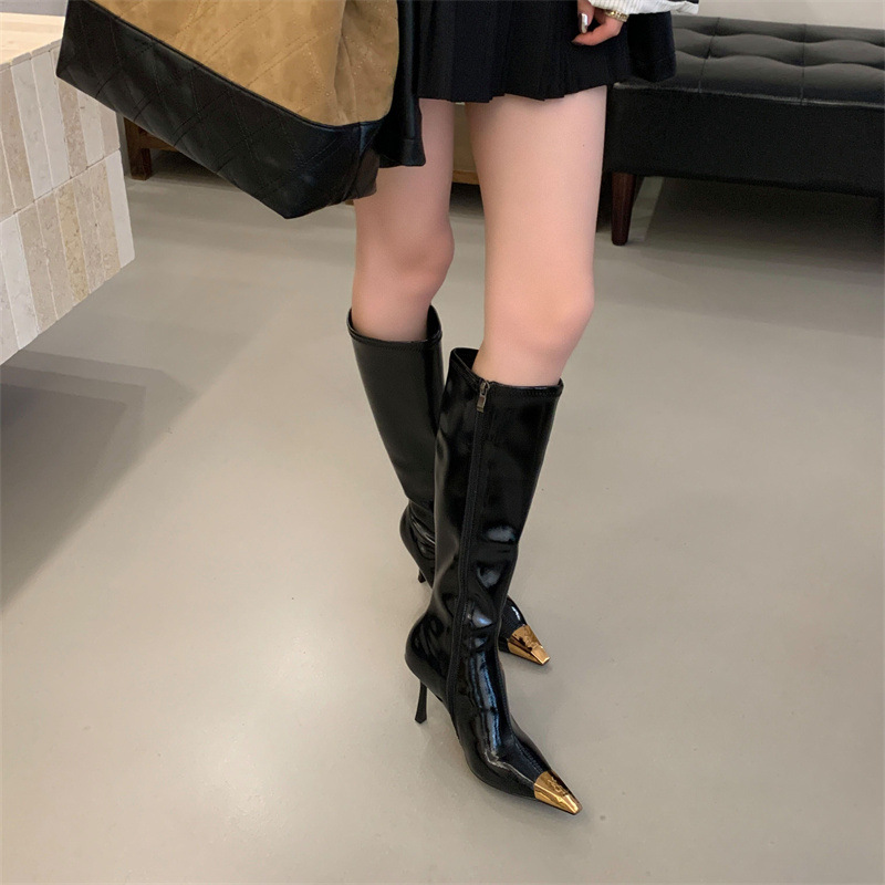 Splice side zipper thigh boots for women