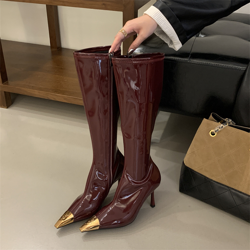 Splice side zipper thigh boots for women