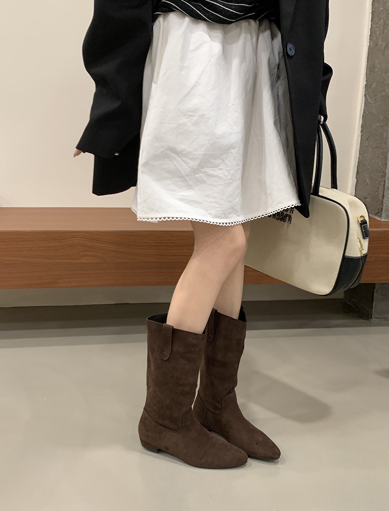 Flat half Boots pure boots for women