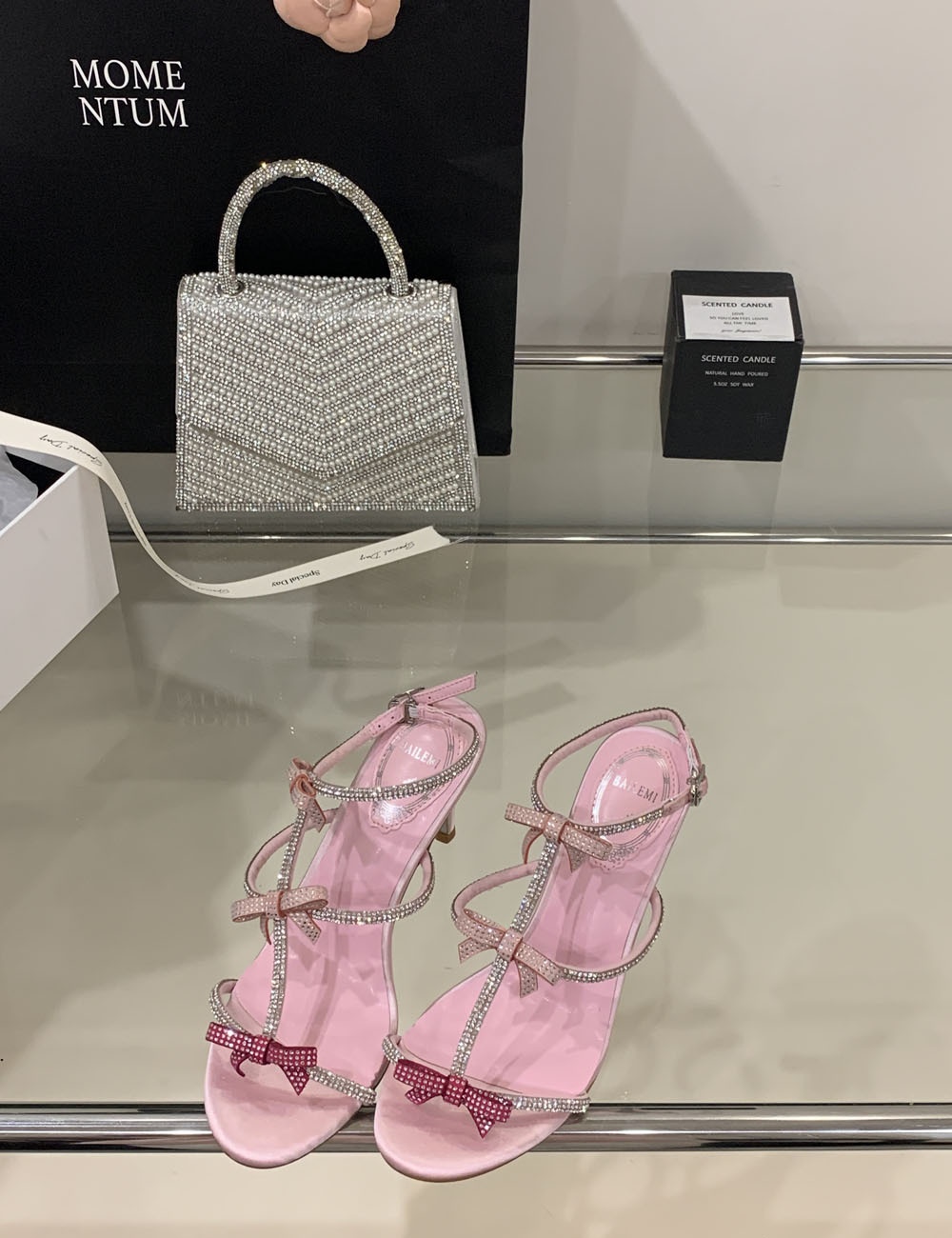 Summer lady high-heeled shoes bow rhinestone sandals