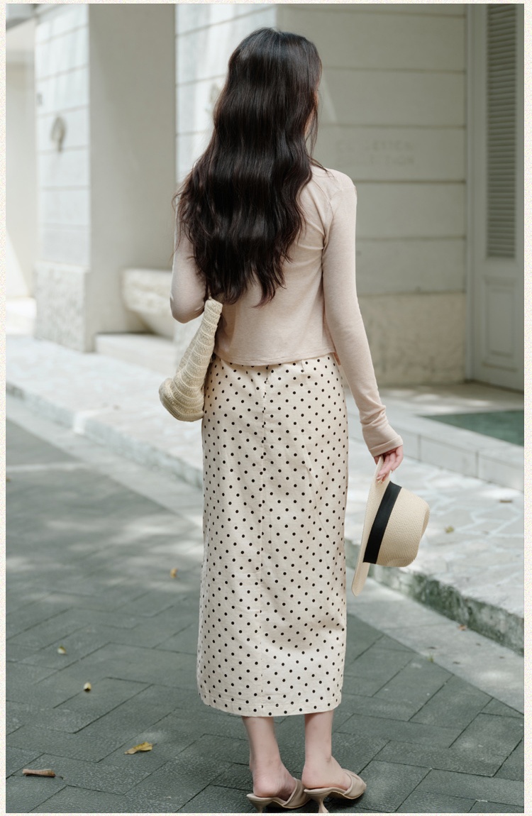 Tender temperament jacket polka dot dress a set