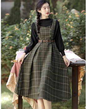 France style strap dress sweater 2pcs set