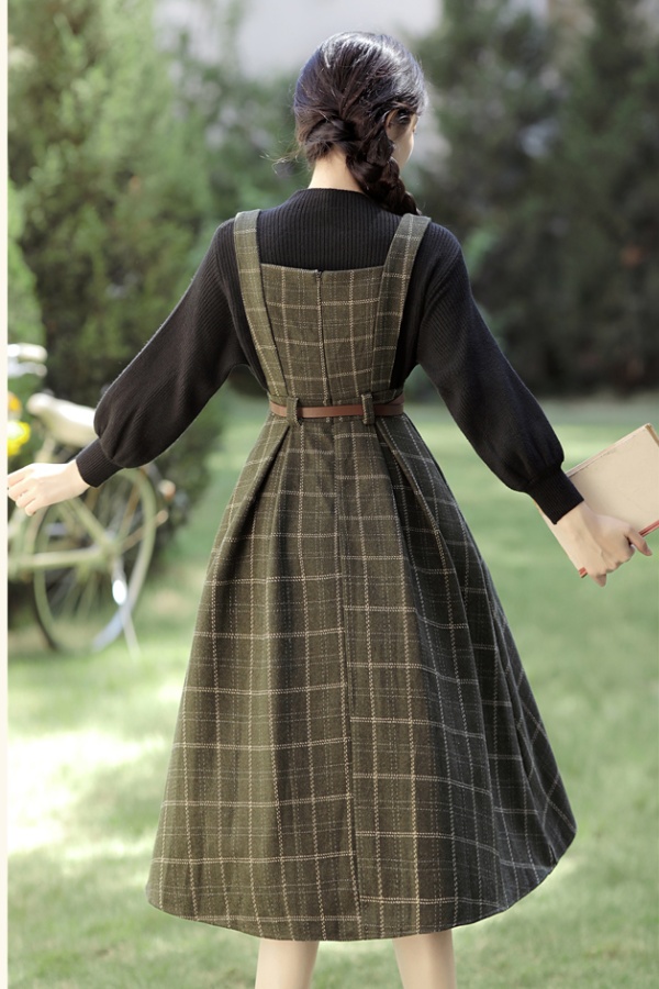 France style strap dress sweater 2pcs set