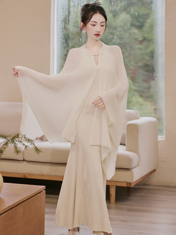 Knitted mermaid cardigan autumn lazy dress a set for women