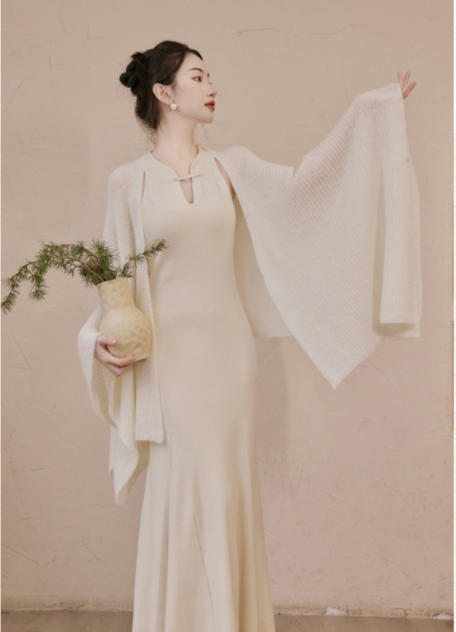 Knitted mermaid cardigan autumn lazy dress a set for women