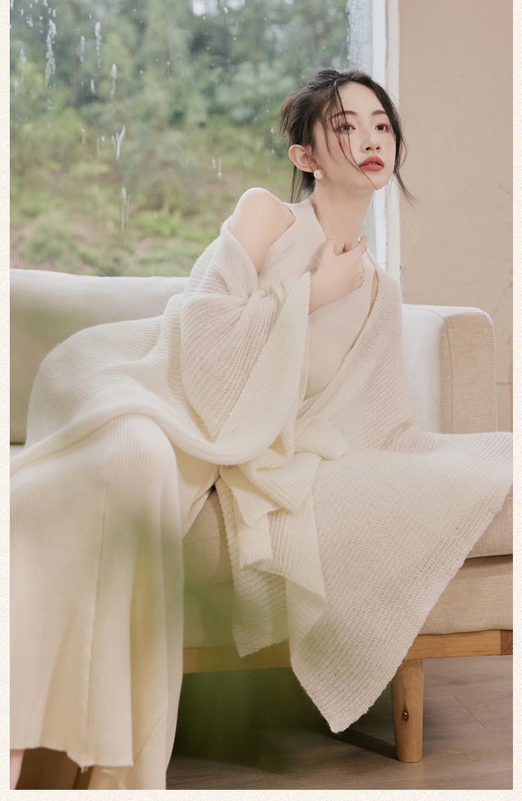 Knitted mermaid cardigan autumn lazy dress a set for women