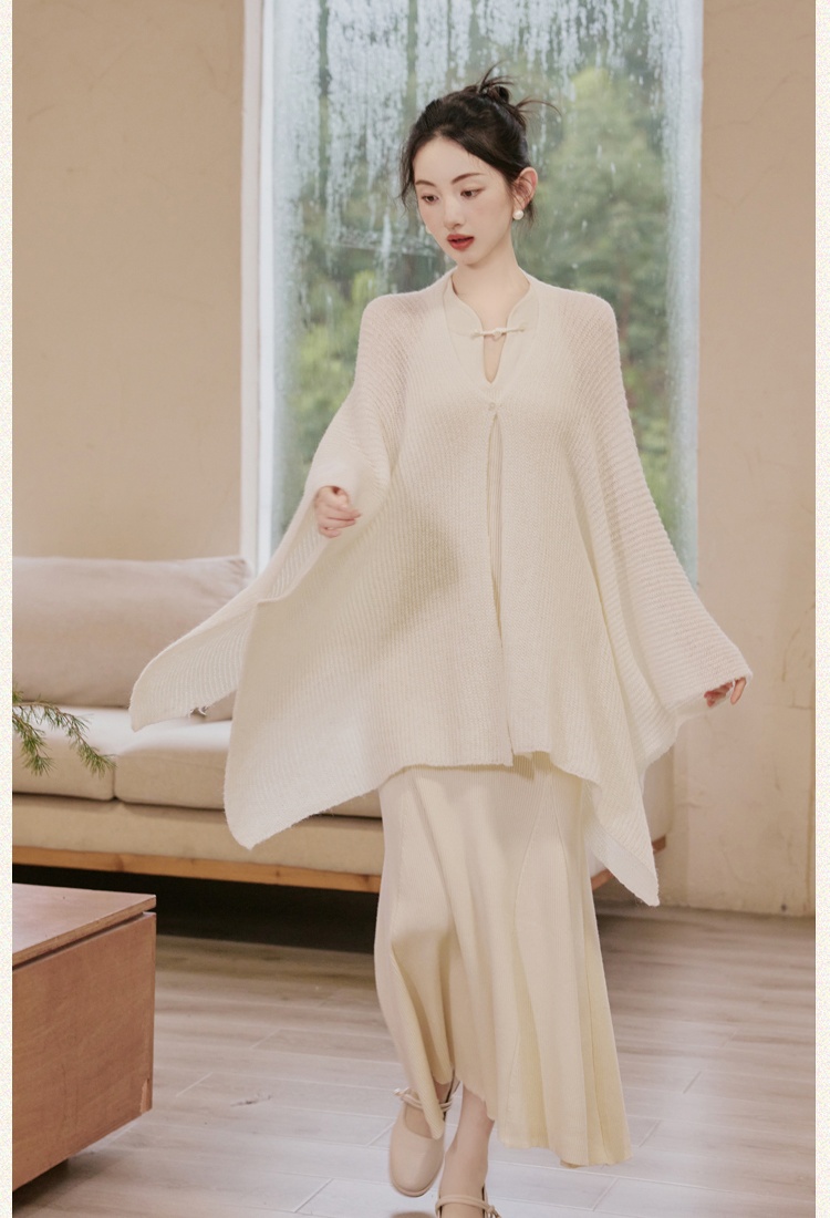 Knitted mermaid cardigan autumn lazy dress a set for women