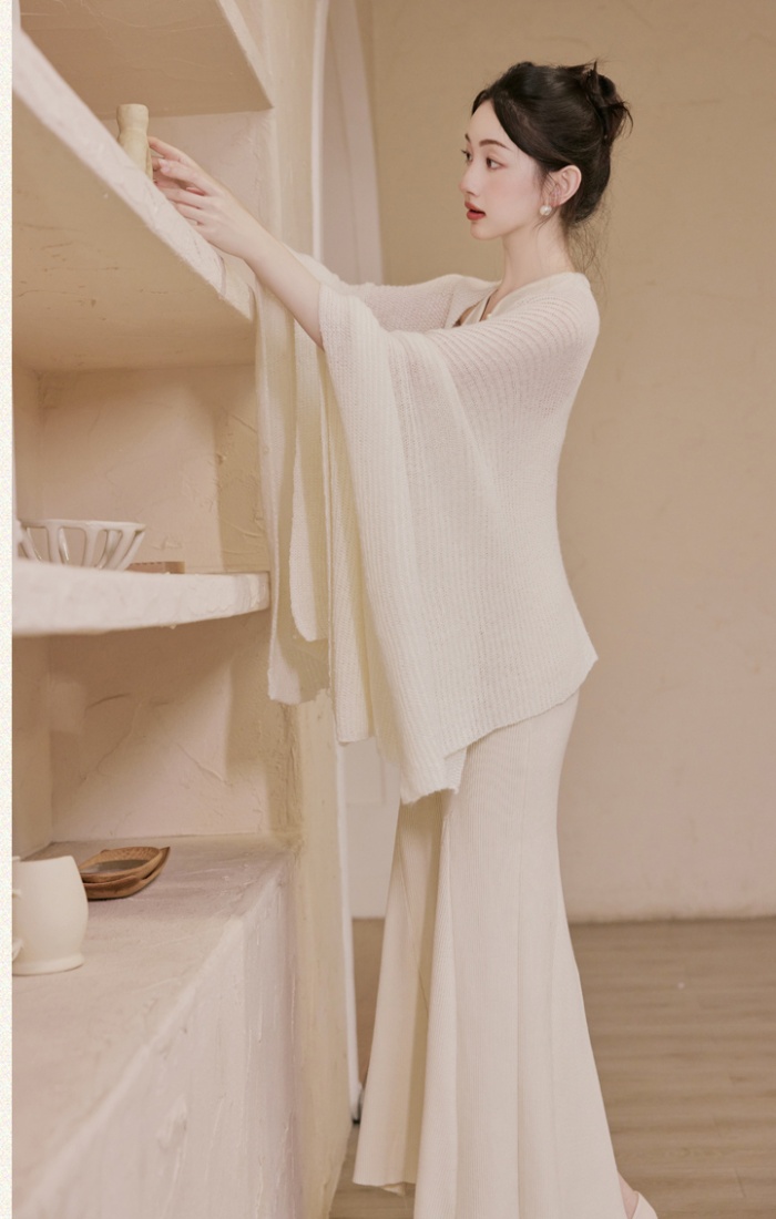 Knitted mermaid cardigan autumn lazy dress a set for women