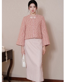 Chanelstyle short skirt ladies coat 2pcs set
