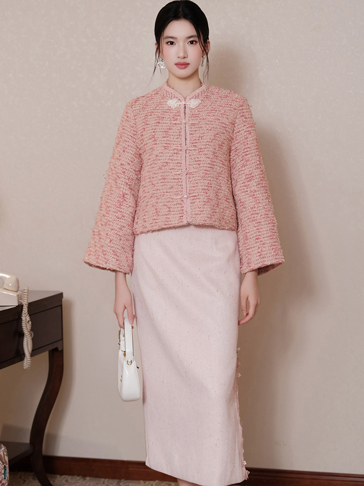 Chanelstyle short skirt ladies coat 2pcs set