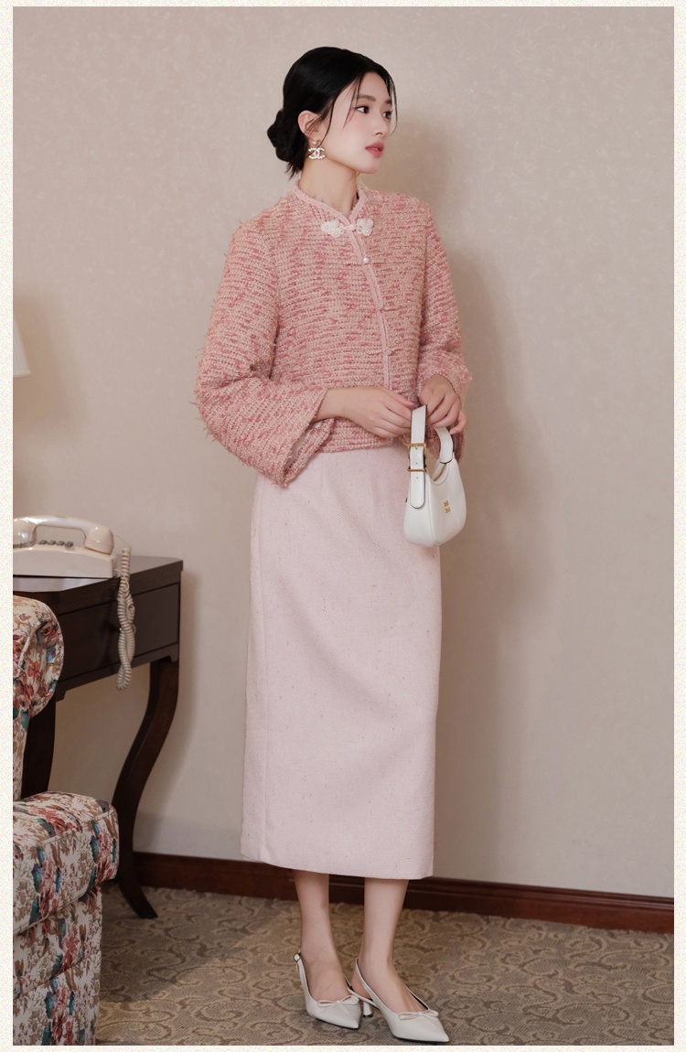Chanelstyle short skirt ladies coat 2pcs set