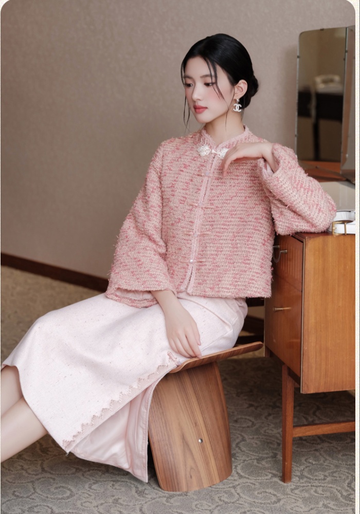 Chanelstyle short skirt ladies coat 2pcs set
