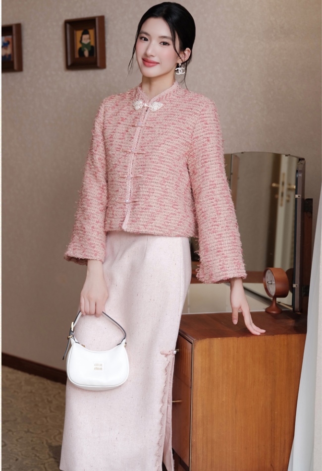 Chanelstyle short skirt ladies coat 2pcs set