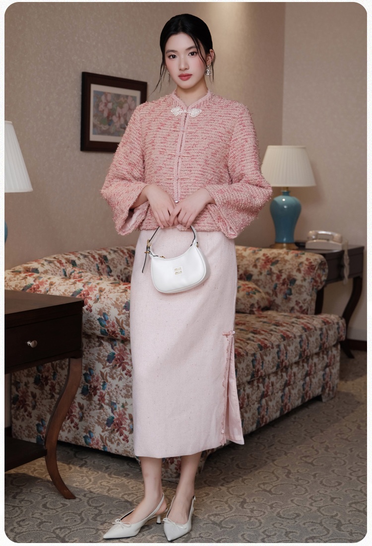 Chanelstyle short skirt ladies coat 2pcs set