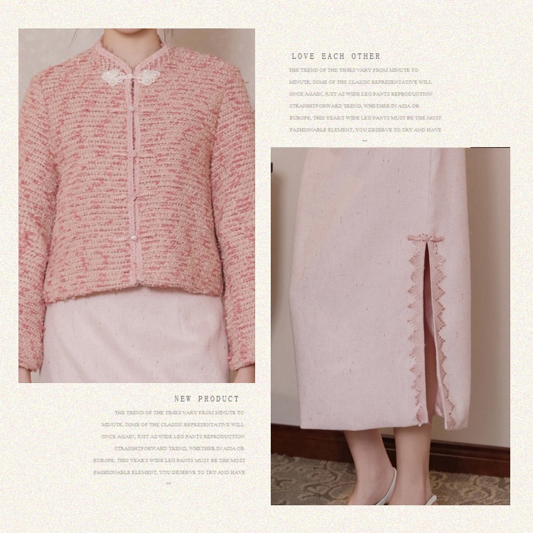 Chanelstyle short skirt ladies coat 2pcs set