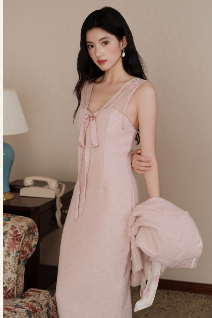 Autumn and winter niche dress temperament coat 2pcs set