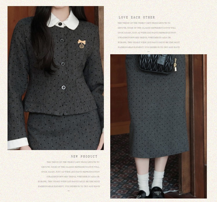 Chanelstyle skirt long sleeve coat 2pcs set for women