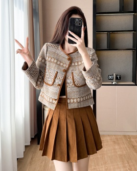 Retro jacket autumn skirt 2pcs set for women