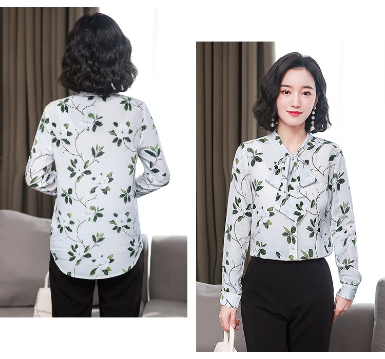 Temperament real silk autumn shirt silk floral tops
