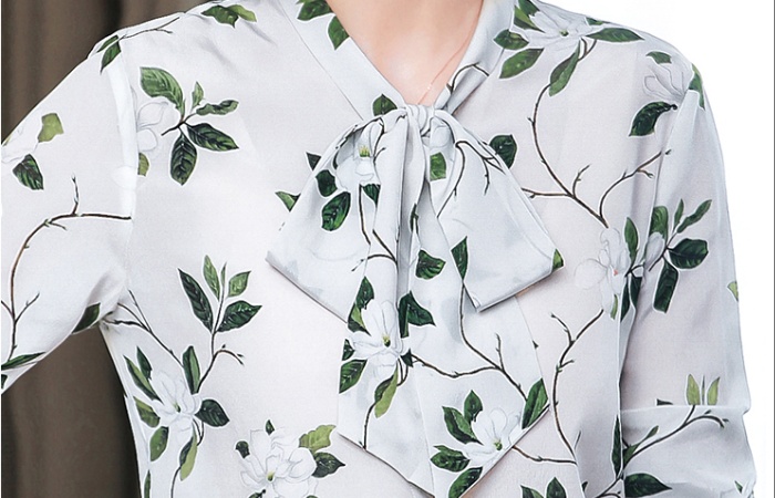 Temperament real silk autumn shirt silk floral tops