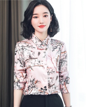 Autumn fashion shirt slim real silk tops for women