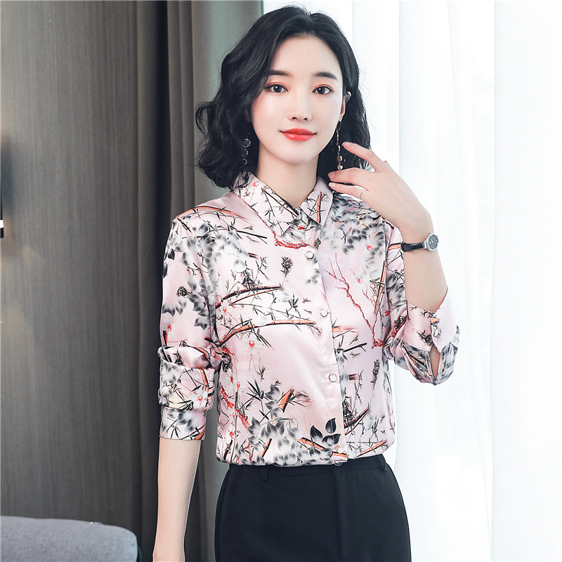 Autumn fashion shirt slim real silk tops for women